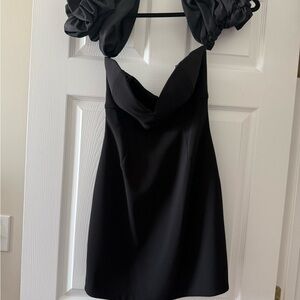 Ronny Kobo Collection Black Mini Dress with Ruffled Straps